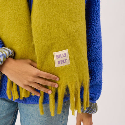 Wide Mixed Wool Scarf - Olive