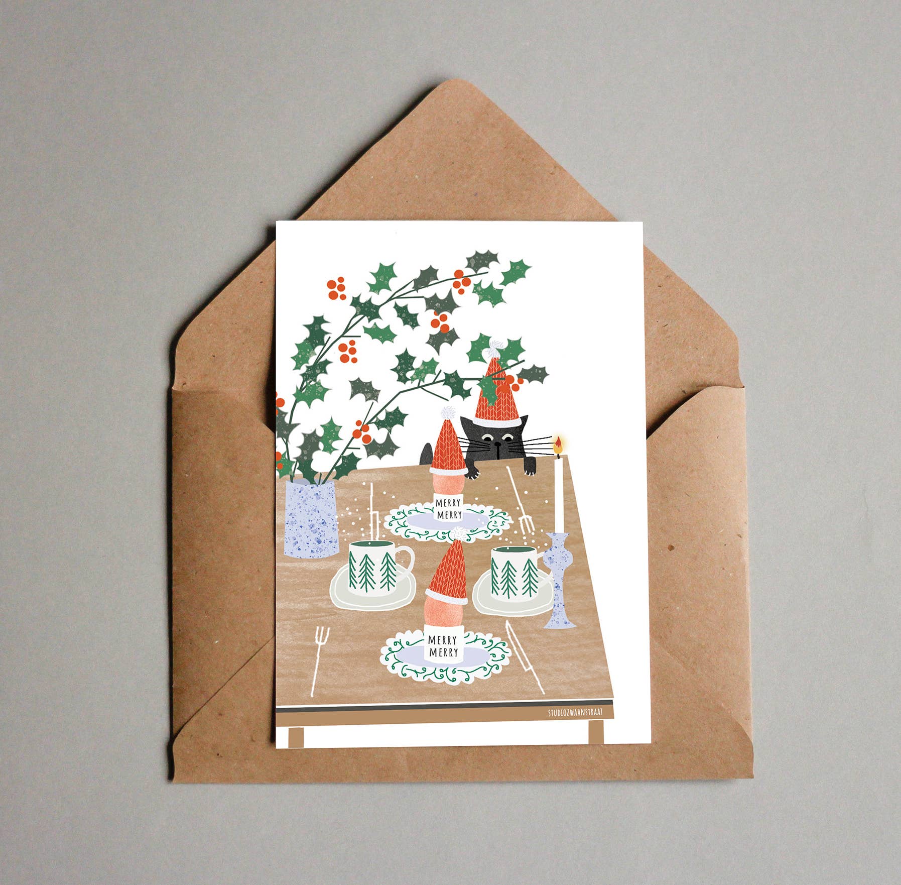 Ansichtkaart - Kerstontbijt