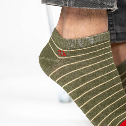Cotton Socks - Khaki, Beige Striped - One size: 41/46