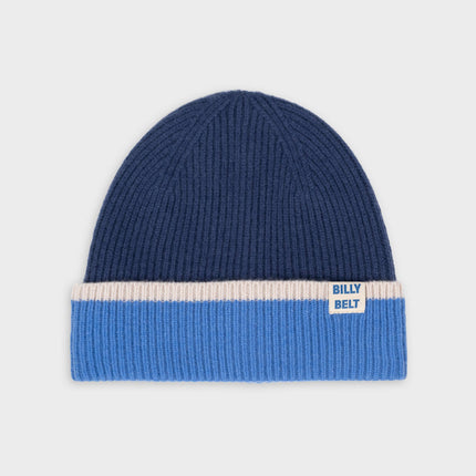 Unisex Wool Beanie - Navy & Blue & Beige