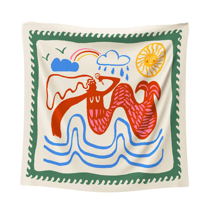Silk & Cotton Scarf - The Mermaid