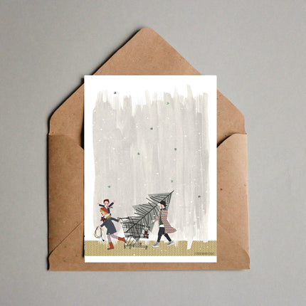 Postcard - Christmas - Shopping Cart - Harman Shop & Atelier