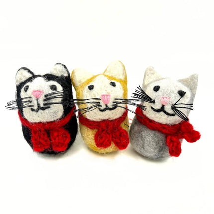 Felt Christmas Decoration - Cat with Scarf
