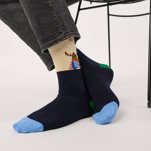 Cotton Socks - Coffee Reindeer - One size: 41/46