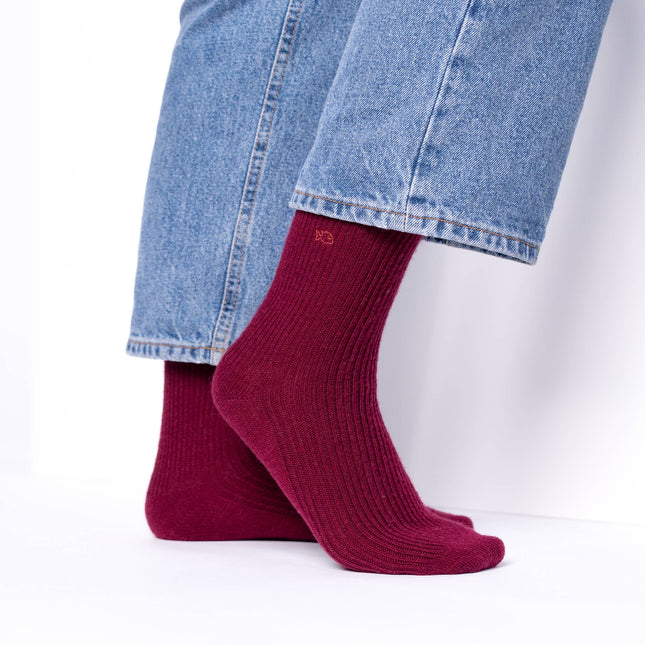 Wool Socks - Burgundy - One size: 37/40 - Harman Shop & Atelier
