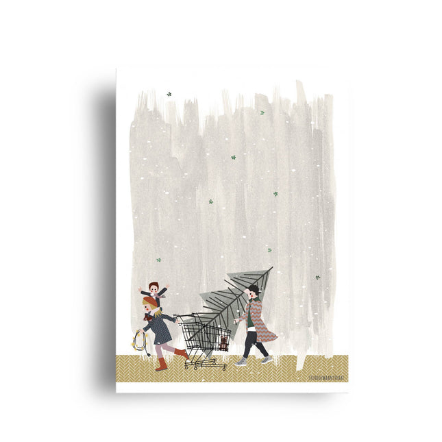Postcard - Christmas - Shopping Cart - Harman Shop & Atelier