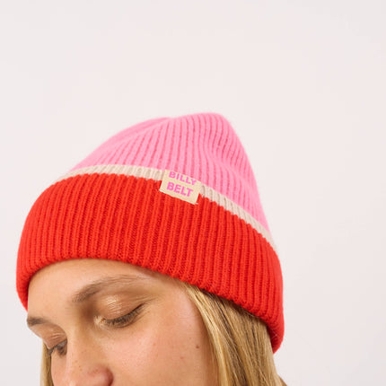 Unisex Wool Beanie - Pink & Red & Beige
