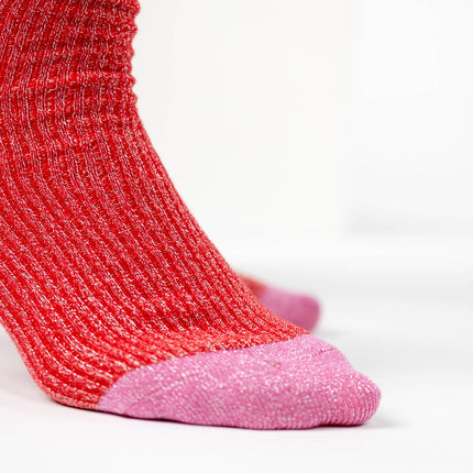 Glittery Socks - Vintage Red - One size: 37/40 - Harman Shop & Atelier