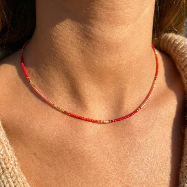 Miyuki Kralenketting - Rood & Roze & Goud