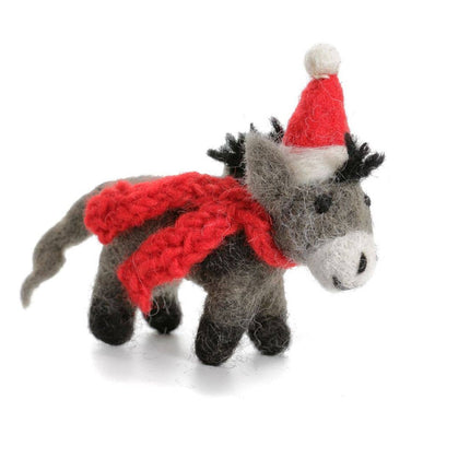 Felt Christmas Decoration - Donkey with Hat & Scarf