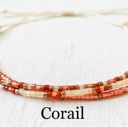 Miyuki Bead Triple-Wrap Bracelet - Corail