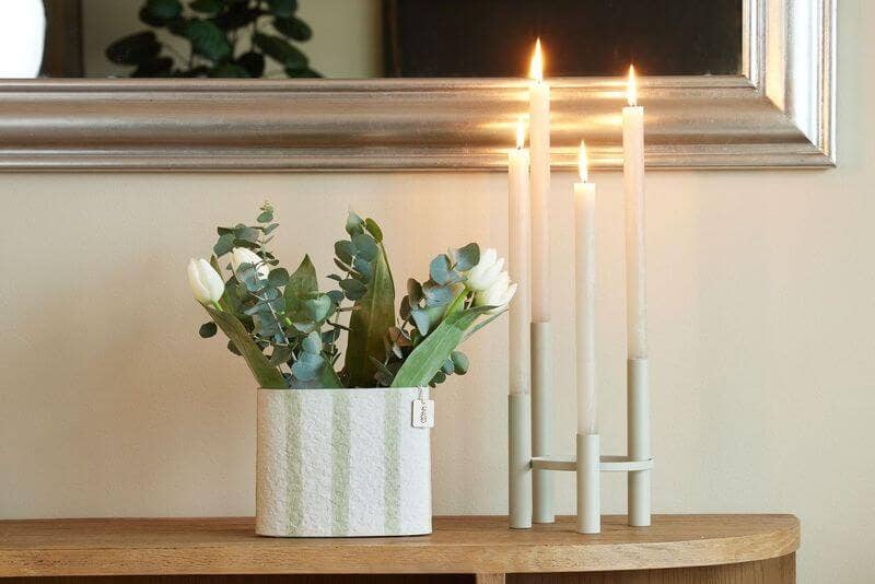 Handgemaakte waterdichte bloempot - 100% gerecycled papier - Salie &amp; Gebroken Wit