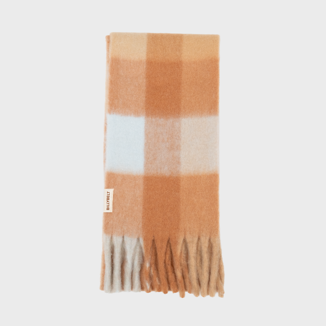 Wide Mixed Wool Scarf - Orange & Light Blue