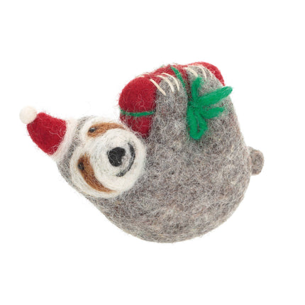 Felt Christmas Decoration - Sloth with Present
