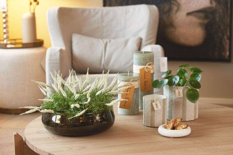 Handgemaakte waterdichte bloempot - 100% gerecycled papier - Salie &amp; Gebroken Wit