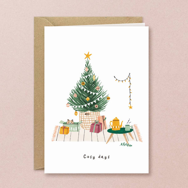 Christmas Card - Cosy Cat in Box