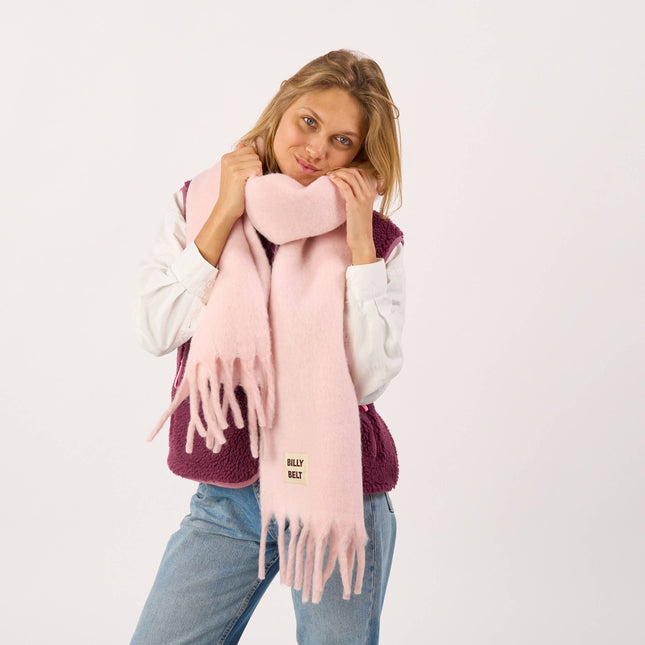 Wide Mixed Wool Scarf - Light Pink