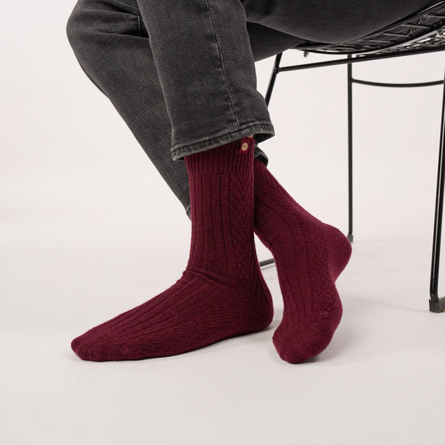 Wool Socks - Burgundy - One size: 41/46