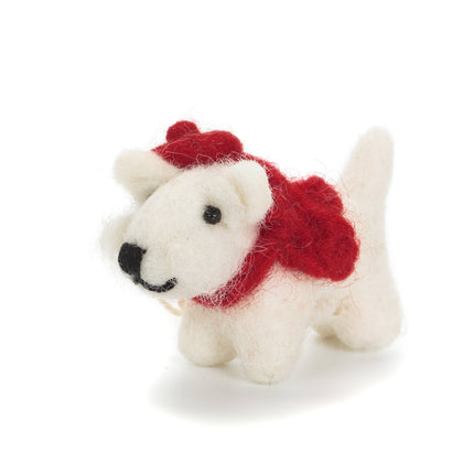 Felt Christmas Decoration - White Highland Terrier with Tam O'shanter - Mini