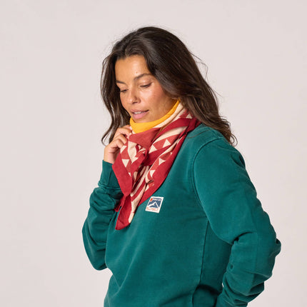 Organic Cotton Scarf - Ecru and Red
