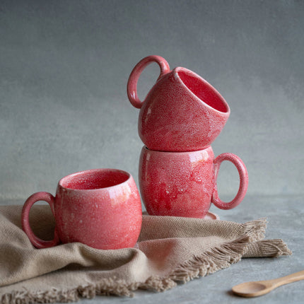 Handmade Ceramic Mug - Raspberry - Red & Pink - 290ml - Harman Shop & Atelier