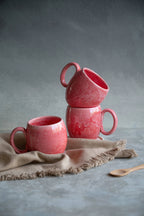 Handgemaakte keramische mok - Framboos - Rood &amp; Roze - 290 ml