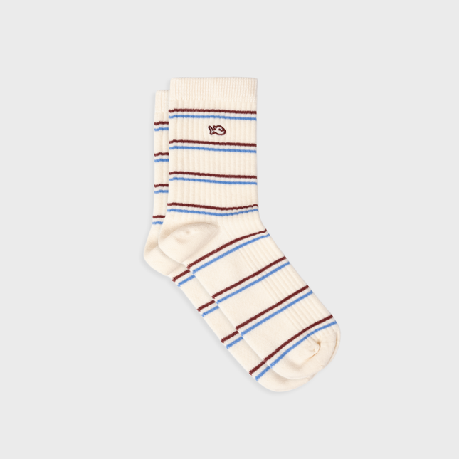 Cotton Socks - Beige Striped - One size: 36/41
