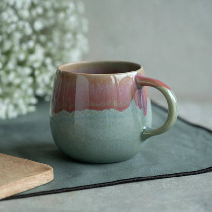 Handmade Ceramic Mug - Recife - Pink & Green - 290mL