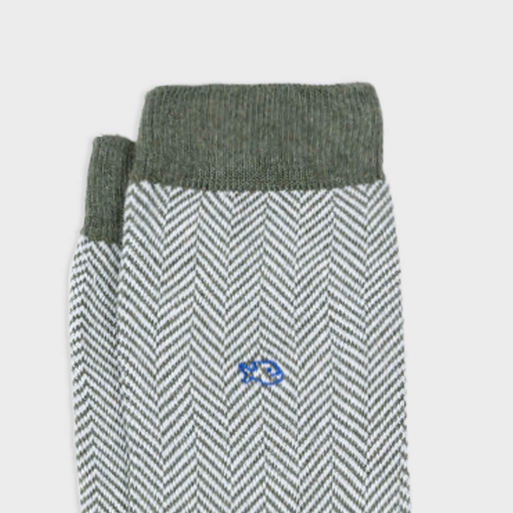 Gekamde katoenen sokken - Chevron Forest - Eén maat: 41/46