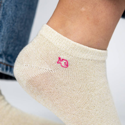 Glittery Ankle Socks - Beige - One size: 37/40