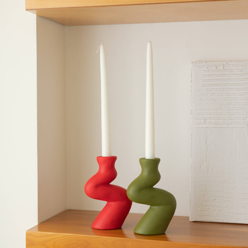 Handgemaakte keramische kandelaar - Terracotta