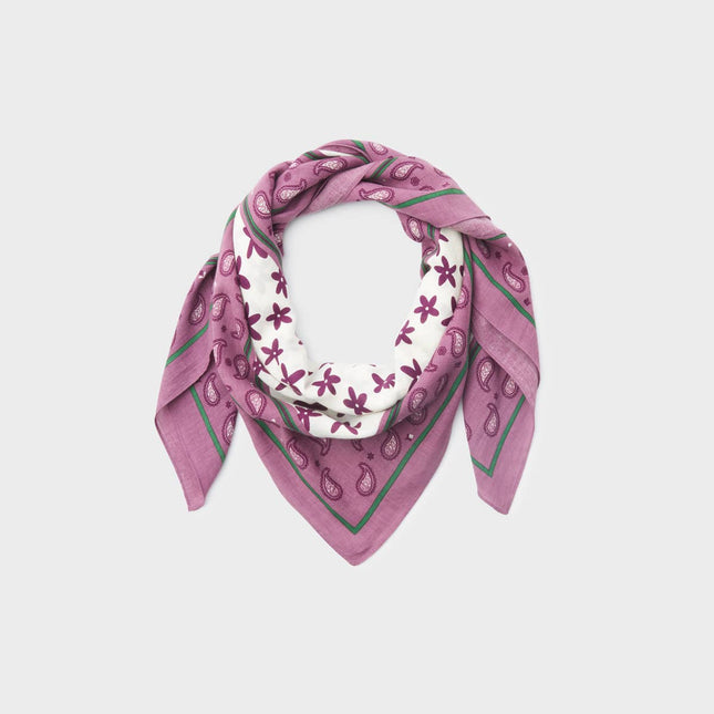 Organic Cotton Scarf - Beige and Purple