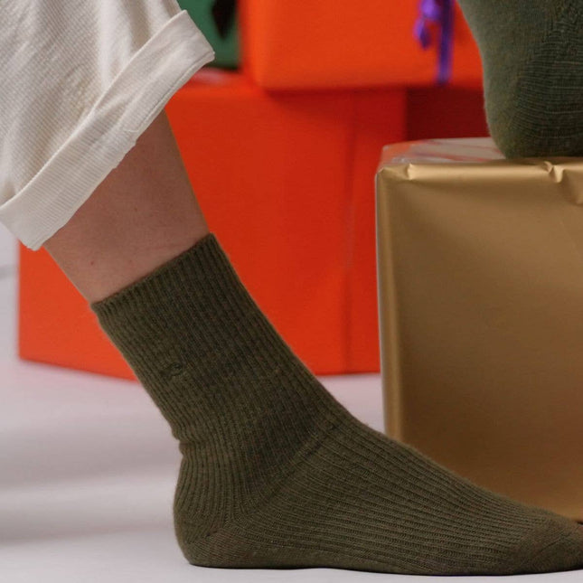 Wool Socks - Khaki - One size: 37/40 - Harman Shop & Atelier