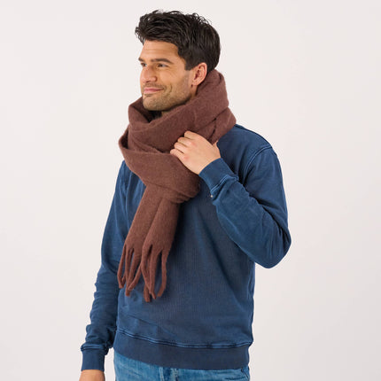 Unisex Wide Mixed Wool Scarf - Brown