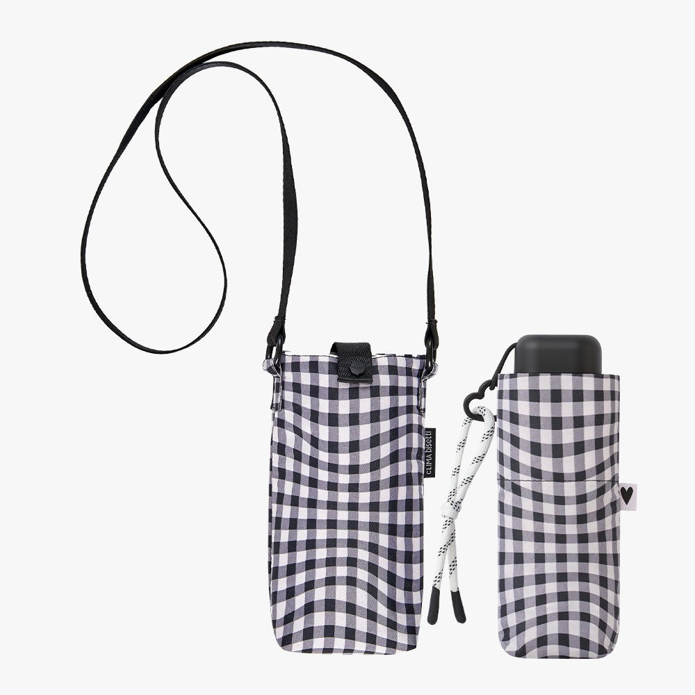 Mini handmatige opvouwbare paraplu - Vichy - Zwart