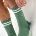Combed Cotton Socks - Green & White Striped - One size: 41/46 - Harman Shop & Atelier