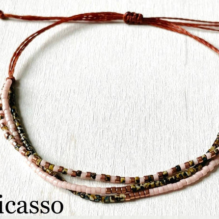 Miyuki Bead Triple-Wrap Bracelet - Blush Picasso