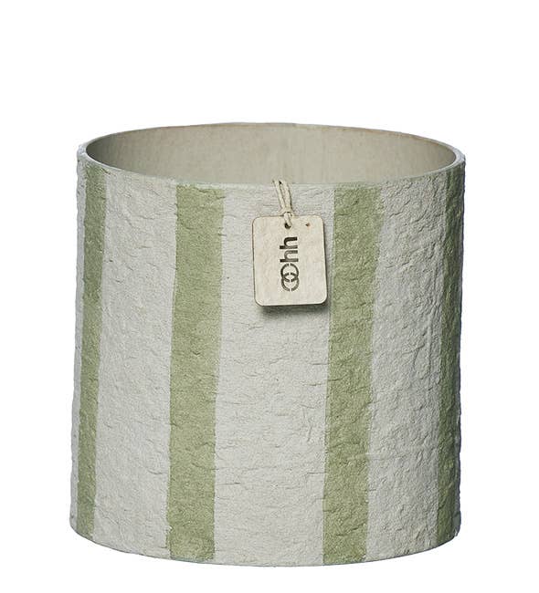 Handgemaakte waterdichte bloempot - 100% gerecycled papier - Salie &amp; Gebroken Wit