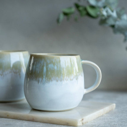 Handmade Ceramic Mug - Mint - Green & White - 290ml - Harman Shop & Atelier