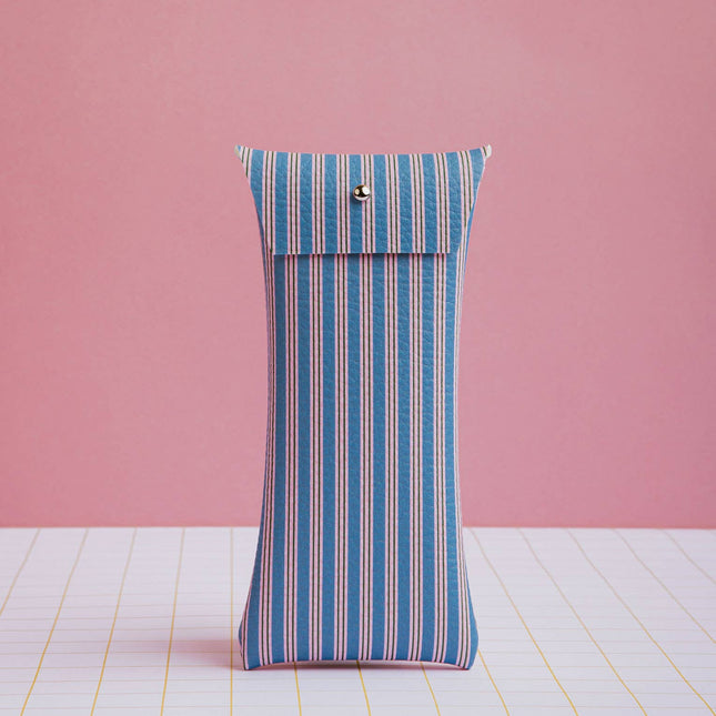Zonnebril- & Brillenkoker - Blauw en Roze Strepen