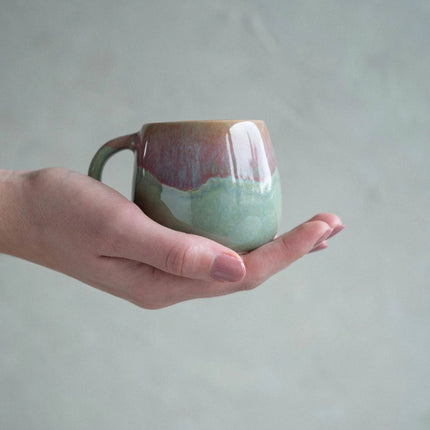 Handmade Ceramic Cup - Recife - Pink & Green - 100mL