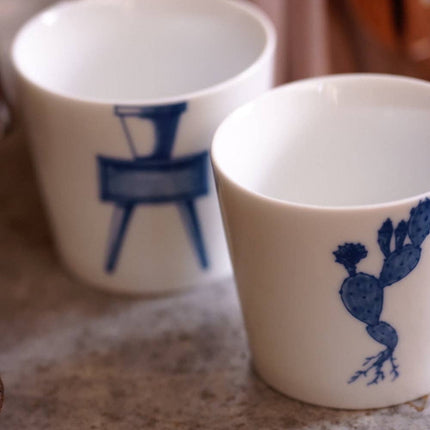 Handcrafted Porcelain Cup Set - Bonsai - Cactus - 175mL