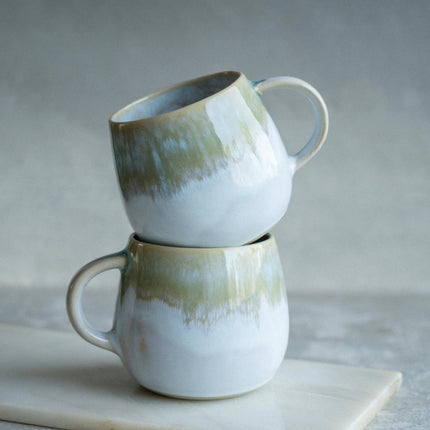 Handmade Ceramic Mug - Mint - Green & White - 290ml - Harman Shop & Atelier