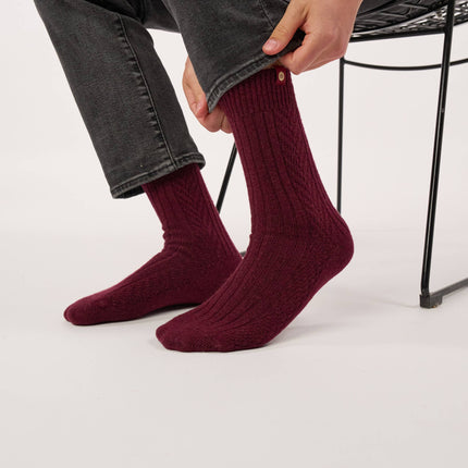 Wool Socks - Burgundy - One size: 41/46