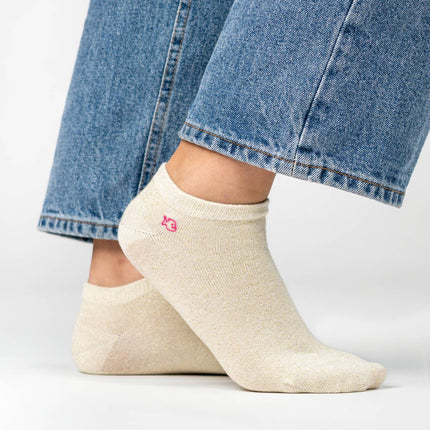 Glittery Ankle Socks - Beige - One size: 37/40