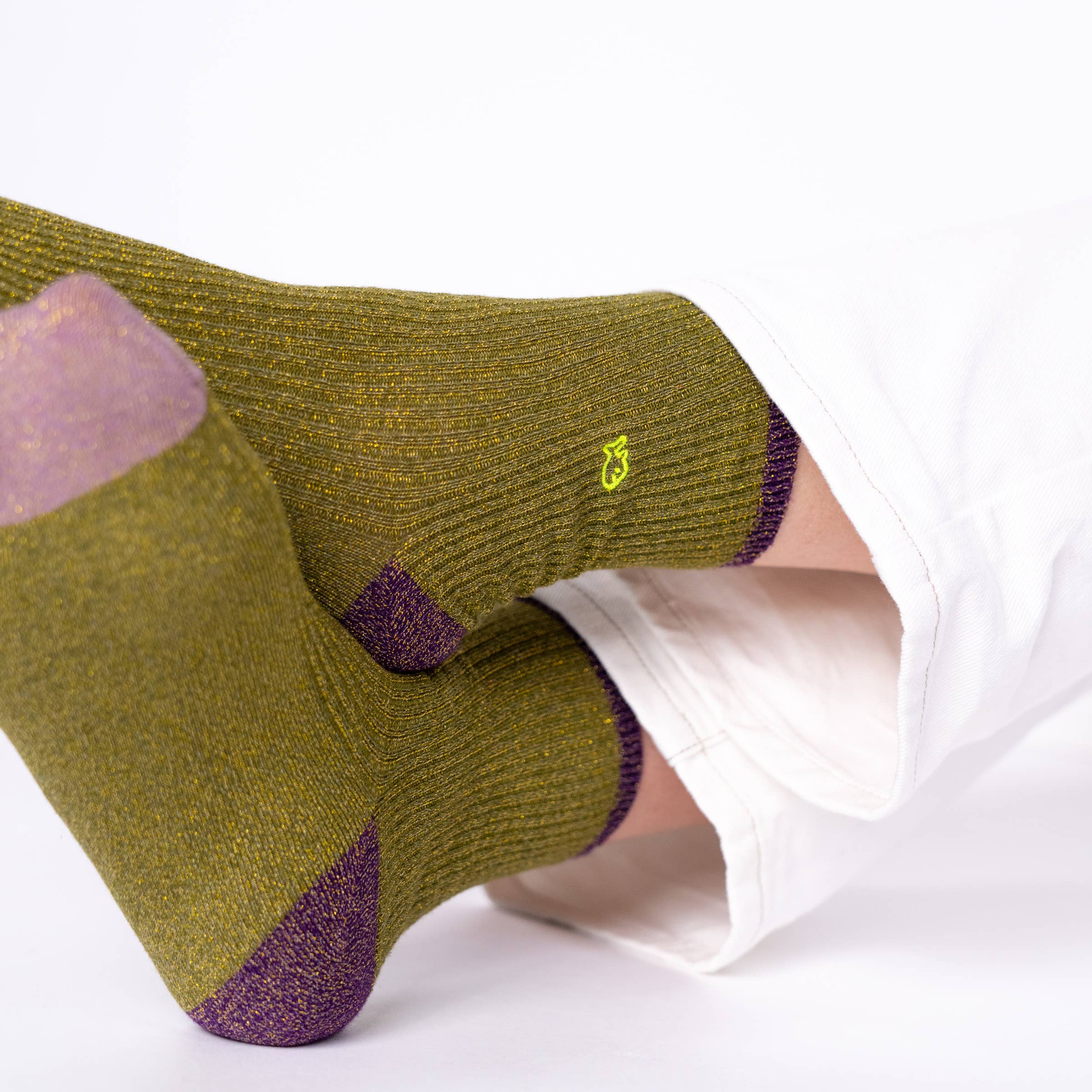 Glittersokken - Vintage Olijfgroen - Eén maat: 37/40