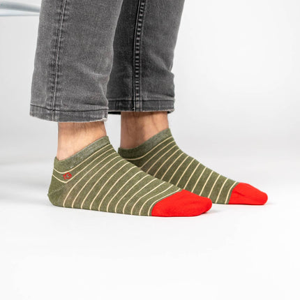 Cotton Socks - Khaki, Beige Striped - One size: 41/46