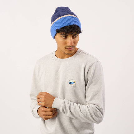 Unisex Wool Beanie - Navy & Blue & Beige
