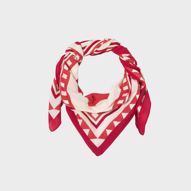 Organic Cotton Scarf - Ecru and Red