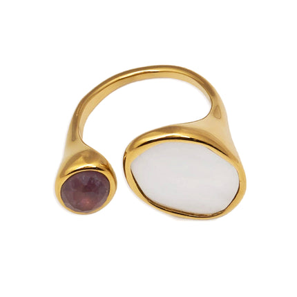 Adjustable Ring with Mineral Stones